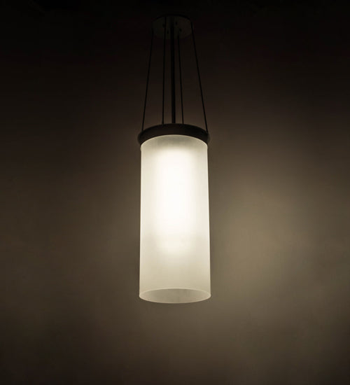Meyda Lighting Cilindro 22" LED Nickel Lowell Pendant Light With White Frosted Statuario Idalight Shade Glass