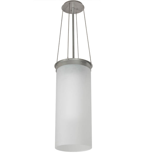 Meyda Lighting Cilindro 22" LED Nickel Lowell Pendant Light With White Frosted Statuario Idalight Shade Glass