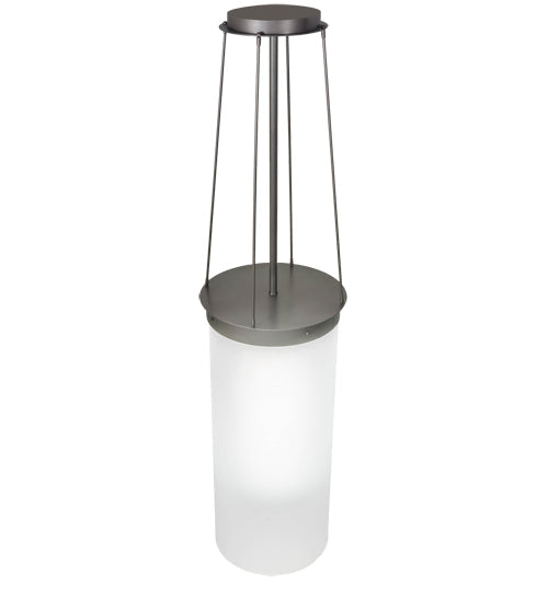 Meyda Lighting Cilindro 22" LED Nickel Lowell Pendant Light With White Frosted Statuario Idalight Shade Glass