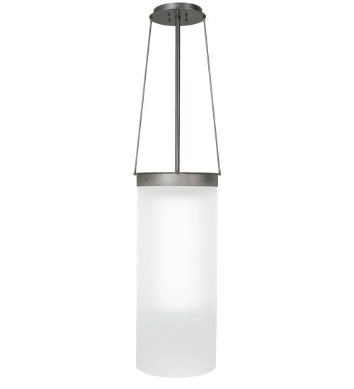 Meyda Lighting Cilindro 22" LED Nickel Lowell Pendant Light With White Frosted Statuario Idalight Shade Glass