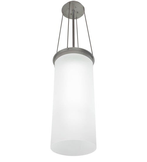 Meyda Lighting Cilindro 22" LED Nickel Lowell Pendant Light With White Frosted Statuario Idalight Shade Glass