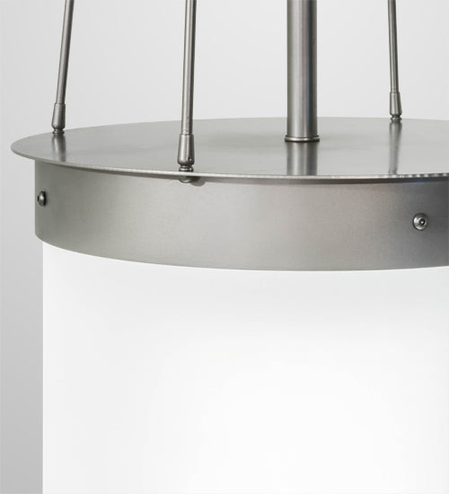 Meyda Lighting Cilindro 22" LED Nickel Lowell Pendant Light With White Frosted Statuario Idalight Shade Glass