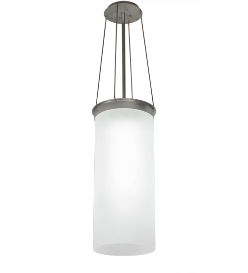 Meyda Lighting Cilindro 22" LED Nickel Lowell Pendant Light With White Frosted Statuario Idalight Shade Glass