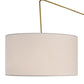 Meyda Lighting Cilindro 22" Solar Black & Brass Swing Arm Wall Sconce With White Linen Textrene Shade