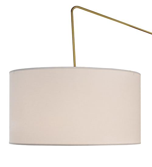 Meyda Lighting Cilindro 22" Solar Black & Brass Swing Arm Wall Sconce With White Linen Textrene Shade