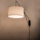Meyda Lighting Cilindro 22" Solar Black & Brass Swing Arm Wall Sconce With White Linen Textrene Shade