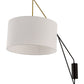 Meyda Lighting Cilindro 22" Solar Black & Brass Swing Arm Wall Sconce With White Linen Textrene Shade