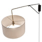 Meyda Lighting Cilindro 22" Solar Black & Brass Swing Arm Wall Sconce With White Linen Textrene Shade