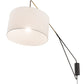 Meyda Lighting Cilindro 22" Solar Black & Brass Swing Arm Wall Sconce With White Linen Textrene Shade
