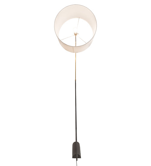 Meyda Lighting Cilindro 22" Solar Black & Brass Swing Arm Wall Sconce With White Linen Textrene Shade