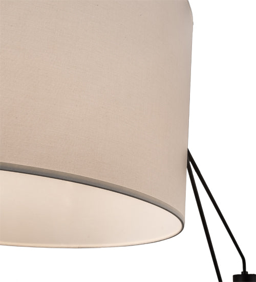 Meyda Lighting Cilindro 22" Solar Black & Brass Swing Arm Wall Sconce With White Linen Textrene Shade