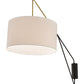 Meyda Lighting Cilindro 22" Solar Black & Brass Swing Arm Wall Sconce With White Linen Textrene Shade