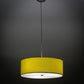 Meyda Lighting Cilindro 23" 3-Light Sparkle Silver Pendant Light With Yellow & White Textrene Shade