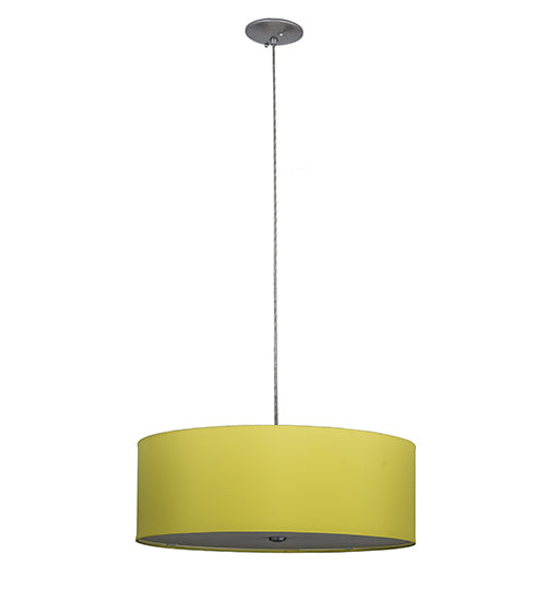 Meyda Lighting Cilindro 23" 3-Light Sparkle Silver Pendant Light With Yellow & White Textrene Shade