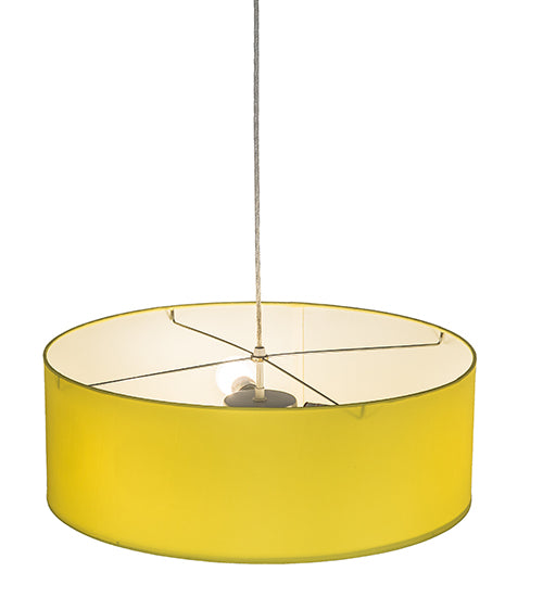 Meyda Lighting Cilindro 23" 3-Light Sparkle Silver Pendant Light With Yellow & White Textrene Shade