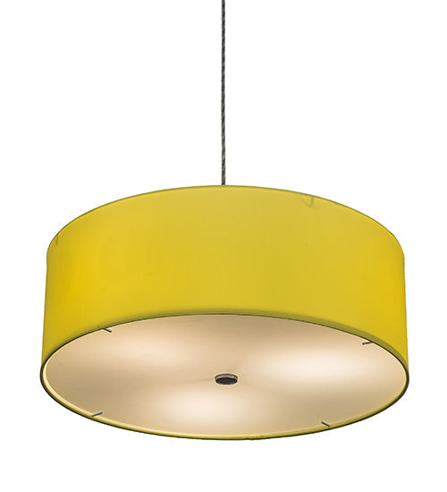Meyda Lighting Cilindro 23" 3-Light Sparkle Silver Pendant Light With Yellow & White Textrene Shade