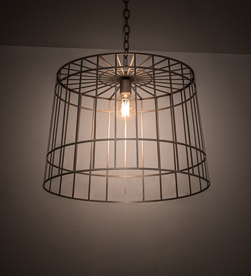 Meyda Lighting Cilindro 23" Matte Clear Steel Golpe Pendant Light
