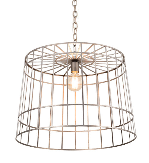 Meyda Lighting Cilindro 23" Matte Clear Steel Golpe Pendant Light