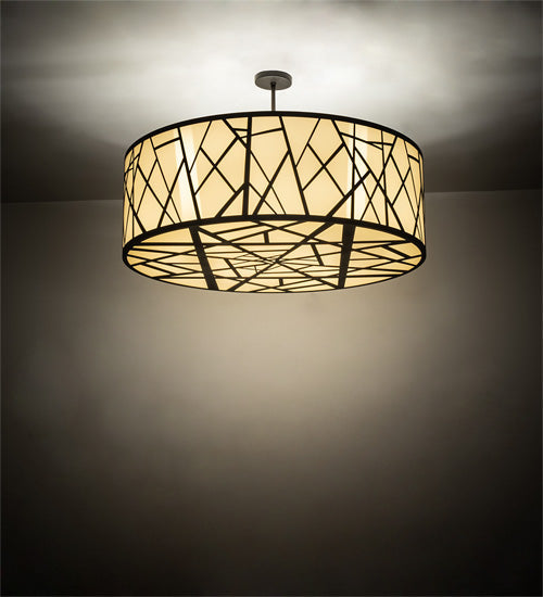 Meyda Lighting Cilindro 238911 48" 8-Light Wrought Iron Rich Pendant Light With Ivory Provostone Idalight Shade