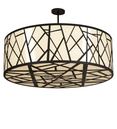 Meyda Lighting Cilindro 238911 48" 8-Light Wrought Iron Rich Pendant Light With Ivory Provostone Idalight Shade