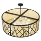Meyda Lighting Cilindro 238911 48" 8-Light Wrought Iron Rich Pendant Light With Ivory Provostone Idalight Shade