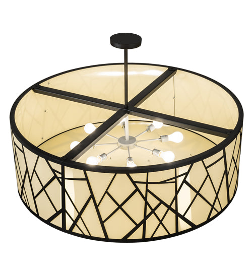 Meyda Lighting Cilindro 238911 48" 8-Light Wrought Iron Rich Pendant Light With Ivory Provostone Idalight Shade