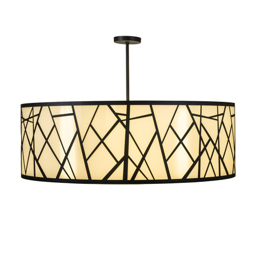 Meyda Lighting Cilindro 238911 48" 8-Light Wrought Iron Rich Pendant Light With Ivory Provostone Idalight Shade
