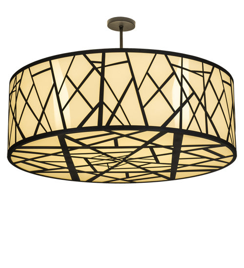 Meyda Lighting Cilindro 238911 48" 8-Light Wrought Iron Rich Pendant Light With Ivory Provostone Idalight Shade