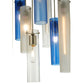 Meyda Lighting Cilindro 24" 10-Light Nickel Cascading Pendant Light With Clear and Blue Shade Glass