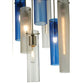 Meyda Lighting Cilindro 24" 10-Light Nickel Cascading Pendant Light With Clear and Blue Shade Glass