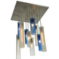 Meyda Lighting Cilindro 24" 10-Light Nickel Cascading Pendant Light With Clear and Blue Shade Glass