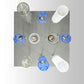 Meyda Lighting Cilindro 24" 10-Light Nickel Cascading Pendant Light With Clear and Blue Shade Glass