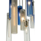 Meyda Lighting Cilindro 24" 10-Light Nickel Cascading Pendant Light With Clear and Blue Shade Glass
