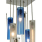 Meyda Lighting Cilindro 24" 10-Light Nickel Cascading Pendant Light With Clear and Blue Shade Glass