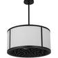 Meyda Lighting Cilindro 24" 2-Light Matte Black Pendant Light With Contrail Mist Idalight & Black Mist Idalight Shade