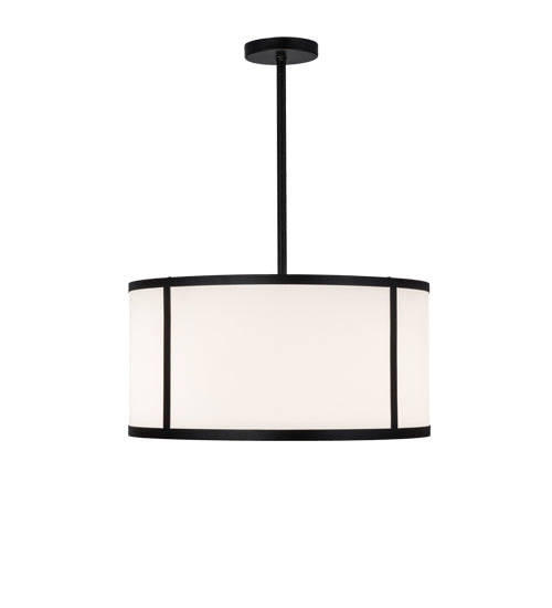 Meyda Lighting Cilindro 24" 2-Light Matte Black Pendant Light With Contrail Mist Idalight & Black Mist Idalight Shade