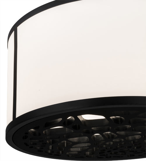 Meyda Lighting Cilindro 24" 2-Light Matte Black Pendant Light With Contrail Mist Idalight & Black Mist Idalight Shade
