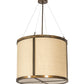 Meyda Lighting Cilindro 24" 3-Light Antique Copper Pendant Light With Brown Burlap Textrene & White Statuario Idalight Shade