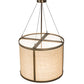Meyda Lighting Cilindro 24" 3-Light Antique Copper Pendant Light With Brown Burlap Textrene & White Statuario Idalight Shade
