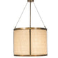 Meyda Lighting Cilindro 24" 3-Light Antique Copper Pendant Light With Brown Burlap Textrene & White Statuario Idalight Shade
