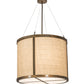 Meyda Lighting Cilindro 24" 3-Light Antique Copper Pendant Light With Brown Burlap Textrene & White Statuario Idalight Shade