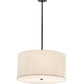 Meyda Lighting Cilindro 24" 3-Light Charcoal Grey Pendant Light With Off White Textrene & White Statuario Idalight Shade