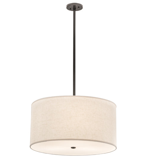 Meyda Lighting Cilindro 24" 3-Light Charcoal Grey Pendant Light With Off White Textrene & White Statuario Idalight Shade