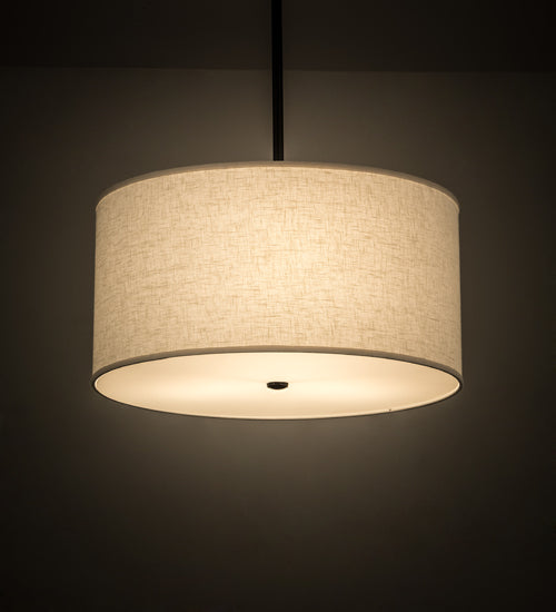 Meyda Lighting Cilindro 24" 3-Light Charcoal Grey Pendant Light With Off White Textrene & White Statuario Idalight Shade