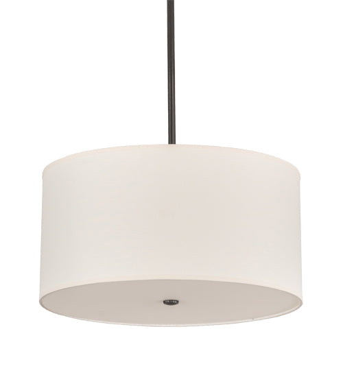 Meyda Lighting Cilindro 24" 3-Light Charcoal Grey Pendant Light With Off White Textrene & White Statuario Idalight Shade