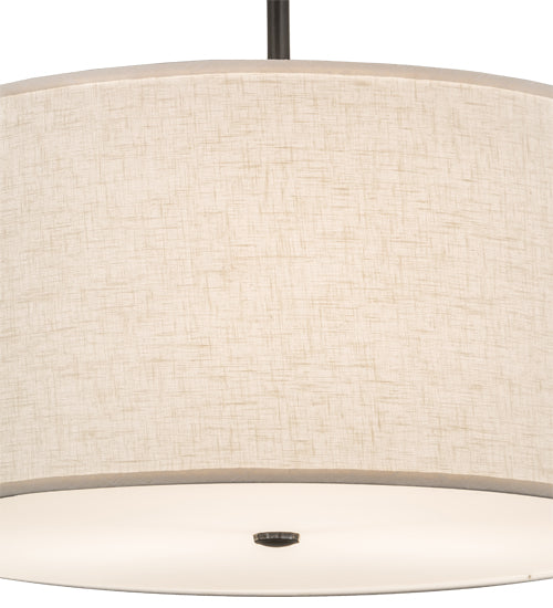 Meyda Lighting Cilindro 24" 3-Light Charcoal Grey Pendant Light With Off White Textrene & White Statuario Idalight Shade