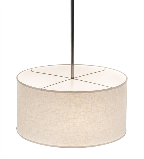 Meyda Lighting Cilindro 24" 3-Light Charcoal Grey Pendant Light With Off White Textrene & White Statuario Idalight Shade
