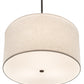 Meyda Lighting Cilindro 24" 3-Light Charcoal Grey Pendant Light With Off White Textrene & White Statuario Idalight Shade