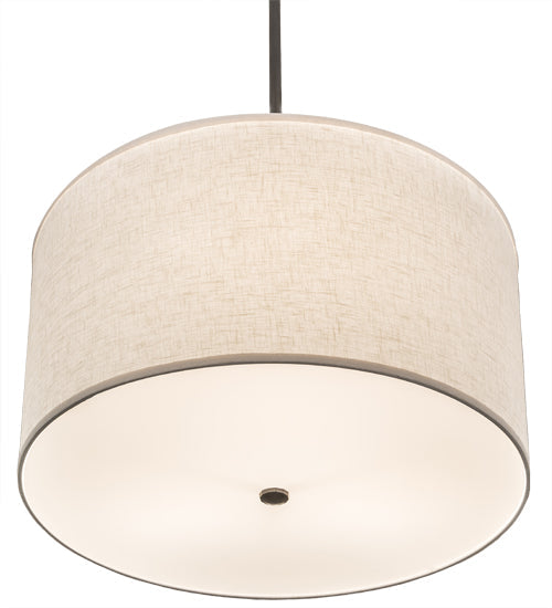 Meyda Lighting Cilindro 24" 3-Light Charcoal Grey Pendant Light With Off White Textrene & White Statuario Idalight Shade