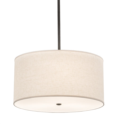 Meyda Lighting Cilindro 24" 3-Light Charcoal Grey Pendant Light With Off White Textrene & White Statuario Idalight Shade